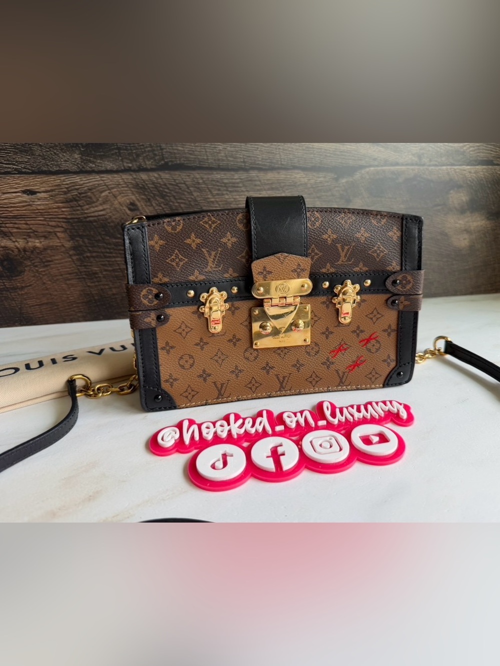 Authentic Louis Vuitton Trunk Reverse Monogram Crossbody Handbag Purse Bag - Picture 2 of 16